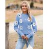 image:imageZeagoo Womens 2026 Fall Crewneck Cropped Sweater Trendy Long Sleeve Ribbed Knit Pullover Jumper TopsFloral Blue