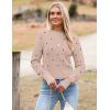 image:imageZeagoo Womens 2026 Fall Crewneck Cropped Sweater Trendy Long Sleeve Ribbed Knit Pullover Jumper TopsPolka Dot Khaki