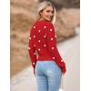 image:imageZeagoo Womens 2026 Fall Crewneck Cropped Sweater Trendy Long Sleeve Ribbed Knit Pullover Jumper TopsRed White Heart