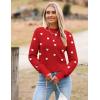 image:imageZeagoo Womens 2026 Fall Crewneck Cropped Sweater Trendy Long Sleeve Ribbed Knit Pullover Jumper TopsRed White Heart