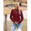 image:imageZeagoo Womens 2026 Fall Crewneck Cropped Sweater Trendy Long Sleeve Ribbed Knit Pullover Jumper TopsWine Red