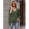 image:imageZeagoo Womens 2026 Fall V Neck Sweater Casual Long Sleeve Lightweight Ribbed Knit Pullover Sweaters Dressy Casual TopsArmy Green