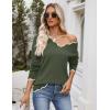 image:imageZeagoo Womens 2026 Fall V Neck Sweater Casual Long Sleeve Lightweight Ribbed Knit Pullover Sweaters Dressy Casual TopsArmy Green