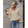 image:imageZeagoo Womens 2026 Fall V Neck Sweater Casual Long Sleeve Lightweight Ribbed Knit Pullover Sweaters Dressy Casual TopsBeige