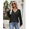 image:imageZeagoo Womens 2026 Fall V Neck Sweater Casual Long Sleeve Lightweight Ribbed Knit Pullover Sweaters Dressy Casual TopsBlack