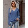 image:imageZeagoo Womens 2026 Fall V Neck Sweater Casual Long Sleeve Lightweight Ribbed Knit Pullover Sweaters Dressy Casual TopsBlue