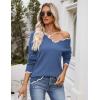 image:imageZeagoo Womens 2026 Fall V Neck Sweater Casual Long Sleeve Lightweight Ribbed Knit Pullover Sweaters Dressy Casual TopsBlue