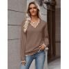 image:imageZeagoo Womens 2026 Fall V Neck Sweater Casual Long Sleeve Lightweight Ribbed Knit Pullover Sweaters Dressy Casual TopsBrown