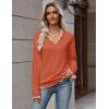 image:imageZeagoo Womens 2026 Fall V Neck Sweater Casual Long Sleeve Lightweight Ribbed Knit Pullover Sweaters Dressy Casual TopsCaramel