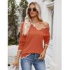 image:imageZeagoo Womens 2026 Fall V Neck Sweater Casual Long Sleeve Lightweight Ribbed Knit Pullover Sweaters Dressy Casual TopsCaramel