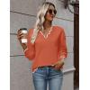 image:imageZeagoo Womens 2026 Fall V Neck Sweater Casual Long Sleeve Lightweight Ribbed Knit Pullover Sweaters Dressy Casual TopsCaramel