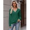 image:imageZeagoo Womens 2026 Fall V Neck Sweater Casual Long Sleeve Lightweight Ribbed Knit Pullover Sweaters Dressy Casual TopsDark Green