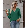 image:imageZeagoo Womens 2026 Fall V Neck Sweater Casual Long Sleeve Lightweight Ribbed Knit Pullover Sweaters Dressy Casual TopsDark Green
