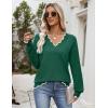 image:imageZeagoo Womens 2026 Fall V Neck Sweater Casual Long Sleeve Lightweight Ribbed Knit Pullover Sweaters Dressy Casual TopsDark Green