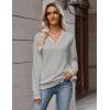 image:imageZeagoo Womens 2026 Fall V Neck Sweater Casual Long Sleeve Lightweight Ribbed Knit Pullover Sweaters Dressy Casual TopsGrey