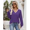 image:imageZeagoo Womens 2026 Fall V Neck Sweater Casual Long Sleeve Lightweight Ribbed Knit Pullover Sweaters Dressy Casual TopsPurple