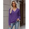 image:imageZeagoo Womens 2026 Fall V Neck Sweater Casual Long Sleeve Lightweight Ribbed Knit Pullover Sweaters Dressy Casual TopsPurple