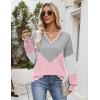 image:imageZeagoo Womens 2026 Fall V Neck Sweater Casual Long Sleeve Lightweight Ribbed Knit Pullover Sweaters Dressy Casual TopsY Grey  Pink