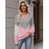 image:imageZeagoo Womens 2026 Fall V Neck Sweater Casual Long Sleeve Lightweight Ribbed Knit Pullover Sweaters Dressy Casual TopsY Grey  Pink