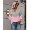 image:imageZeagoo Womens 2026 Fall V Neck Sweater Casual Long Sleeve Lightweight Ribbed Knit Pullover Sweaters Dressy Casual TopsY Grey  Pink