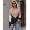 image:imageZeagoo Womens 2026 Fall V Neck Sweater Casual Long Sleeve Lightweight Ribbed Knit Pullover Sweaters Dressy Casual TopsY Khaki  Black