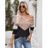 image:imageZeagoo Womens 2026 Fall V Neck Sweater Casual Long Sleeve Lightweight Ribbed Knit Pullover Sweaters Dressy Casual TopsY Khaki  Black