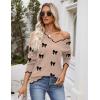 image:imageZeagoo Womens 2026 Fall V Neck Sweater Casual Long Sleeve Lightweight Ribbed Knit Pullover Sweaters Dressy Casual TopsZ  Bow Khaki