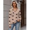 image:imageZeagoo Womens 2026 Fall V Neck Sweater Casual Long Sleeve Lightweight Ribbed Knit Pullover Sweaters Dressy Casual TopsZ  Bow Khaki