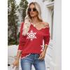 image:imageZeagoo Womens 2026 Fall V Neck Sweater Casual Long Sleeve Lightweight Ribbed Knit Pullover Sweaters Dressy Casual TopsZ  Snowflakes