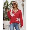 image:imageZeagoo Womens 2026 Fall V Neck Sweater Casual Long Sleeve Lightweight Ribbed Knit Pullover Sweaters Dressy Casual TopsZ  Snowflakes