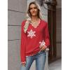 image:imageZeagoo Womens 2026 Fall V Neck Sweater Casual Long Sleeve Lightweight Ribbed Knit Pullover Sweaters Dressy Casual TopsZ  Snowflakes