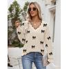 image:imageZeagoo Womens 2026 Fall V Neck Sweater Casual Long Sleeve Lightweight Ribbed Knit Pullover Sweaters Dressy Casual TopsZ Bow Black