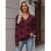 image:imageZeagoo Womens 2026 Fall V Neck Sweater Casual Long Sleeve Lightweight Ribbed Knit Pullover Sweaters Dressy Casual TopsZ Bow Burgundy