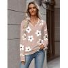 image:imageZeagoo Womens 2026 Fall V Neck Sweater Casual Long Sleeve Lightweight Ribbed Knit Pullover Sweaters Dressy Casual TopsZ Flower Khaki