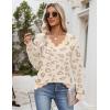 image:imageZeagoo Womens 2026 Fall V Neck Sweater Casual Long Sleeve Lightweight Ribbed Knit Pullover Sweaters Dressy Casual TopsZ Leopard Print