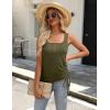 image:imageZeagoo Womens 2026 Tank Tops 2 Pack U Neck Summer Sleeveless Tops Loose Fit Button Casual Henley ShirtsBlackarmy Green