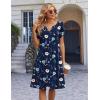 image:imageZeagoo Womens Casual Dresses with Pockets Summer Floral VNeck ALine Tshirt Dress Short Sleeve Mini Dress Beach SundressA02navy Blue Floral