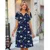 image:imageZeagoo Womens Casual Dresses with Pockets Summer Floral VNeck ALine Tshirt Dress Short Sleeve Mini Dress Beach SundressA02navy Blue Floral