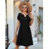 image:imageZeagoo Womens Casual Dresses with Pockets Summer Floral VNeck ALine Tshirt Dress Short Sleeve Mini Dress Beach SundressBlack