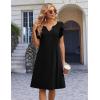 image:imageZeagoo Womens Casual Dresses with Pockets Summer Floral VNeck ALine Tshirt Dress Short Sleeve Mini Dress Beach SundressBlack