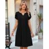 image:imageZeagoo Womens Casual Dresses with Pockets Summer Floral VNeck ALine Tshirt Dress Short Sleeve Mini Dress Beach SundressBlack
