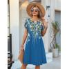 image:imageZeagoo Womens Casual Dresses with Pockets Summer Floral VNeck ALine Tshirt Dress Short Sleeve Mini Dress Beach SundressBlue Bloom