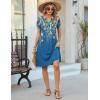 image:imageZeagoo Womens Casual Dresses with Pockets Summer Floral VNeck ALine Tshirt Dress Short Sleeve Mini Dress Beach SundressBlue Bloom