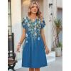 image:imageZeagoo Womens Casual Dresses with Pockets Summer Floral VNeck ALine Tshirt Dress Short Sleeve Mini Dress Beach SundressBlue Bloom