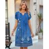 image:imageZeagoo Womens Casual Dresses with Pockets Summer Floral VNeck ALine Tshirt Dress Short Sleeve Mini Dress Beach SundressBlue Floral