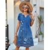 image:imageZeagoo Womens Casual Dresses with Pockets Summer Floral VNeck ALine Tshirt Dress Short Sleeve Mini Dress Beach SundressBlue Floral
