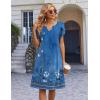image:imageZeagoo Womens Casual Dresses with Pockets Summer Floral VNeck ALine Tshirt Dress Short Sleeve Mini Dress Beach SundressBlue Floral