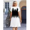 image:imageZeagoo Womens Casual Dresses with Pockets Summer Floral VNeck ALine Tshirt Dress Short Sleeve Mini Dress Beach SundressGradient Black White