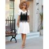 image:imageZeagoo Womens Casual Dresses with Pockets Summer Floral VNeck ALine Tshirt Dress Short Sleeve Mini Dress Beach SundressGradient Black White