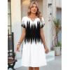 image:imageZeagoo Womens Casual Dresses with Pockets Summer Floral VNeck ALine Tshirt Dress Short Sleeve Mini Dress Beach SundressGradient Black White